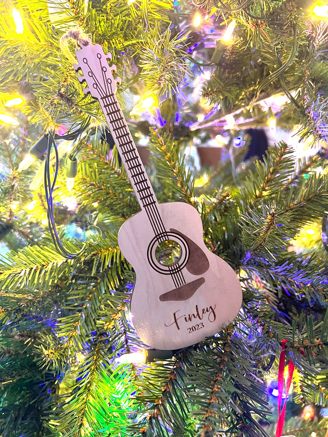 Guitar Personalized Wood Ornament