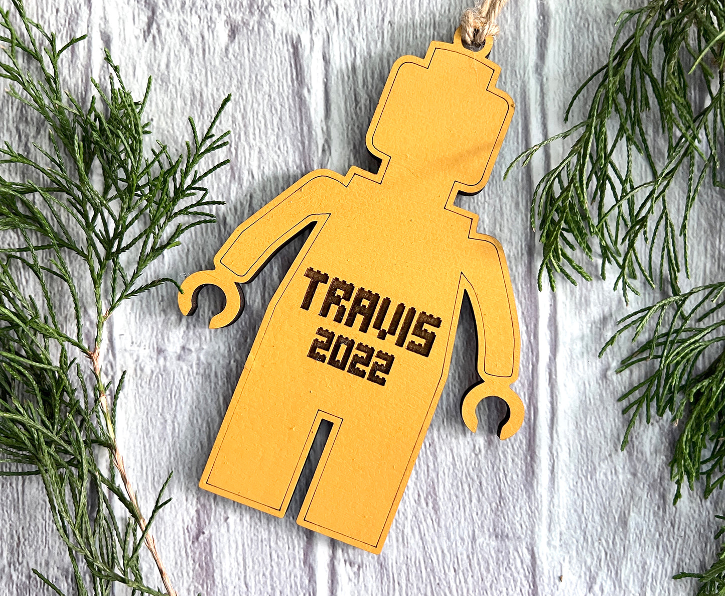 Block Man Personalized Wood Ornament