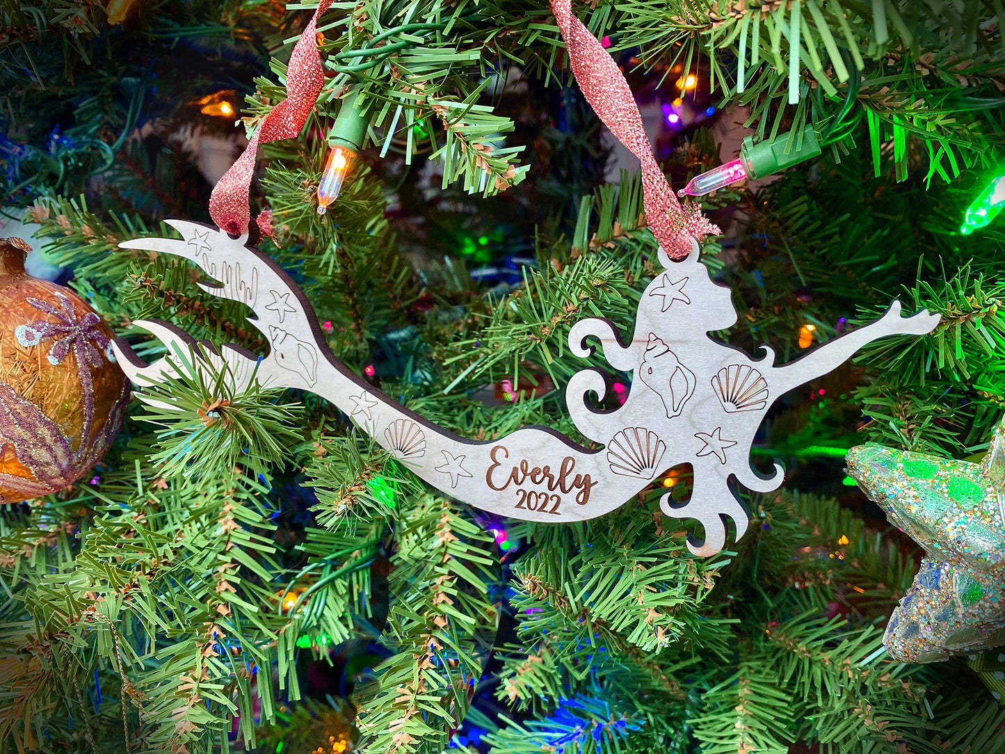 Mermaid Personalized Wood Ornament