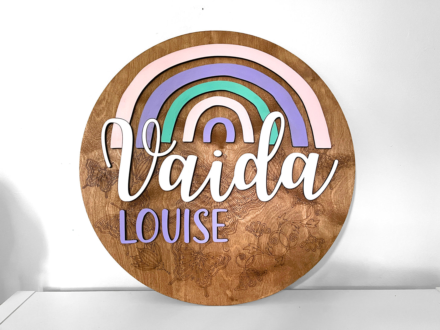 Rainbow Theme Wood Sign for Baby Nursery or Kids Room