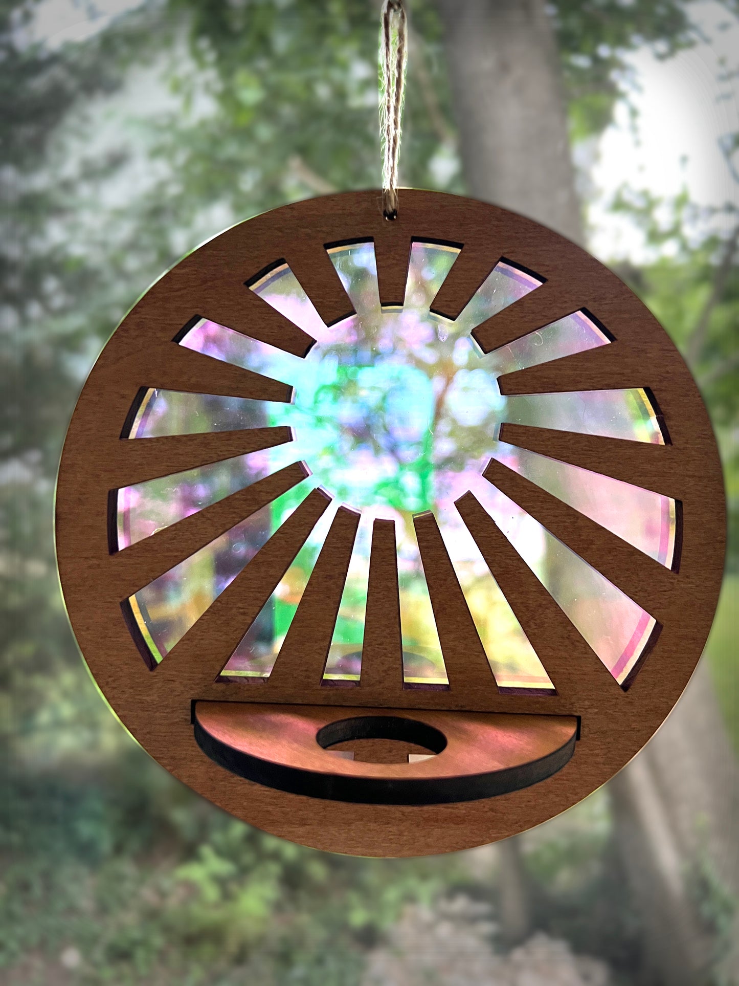 Handmade Wood Air Plant Holder SUN CATCHER with a Modern Boho Design, Unique Display for Plant Lovers, Present for Mom, Garden Gift