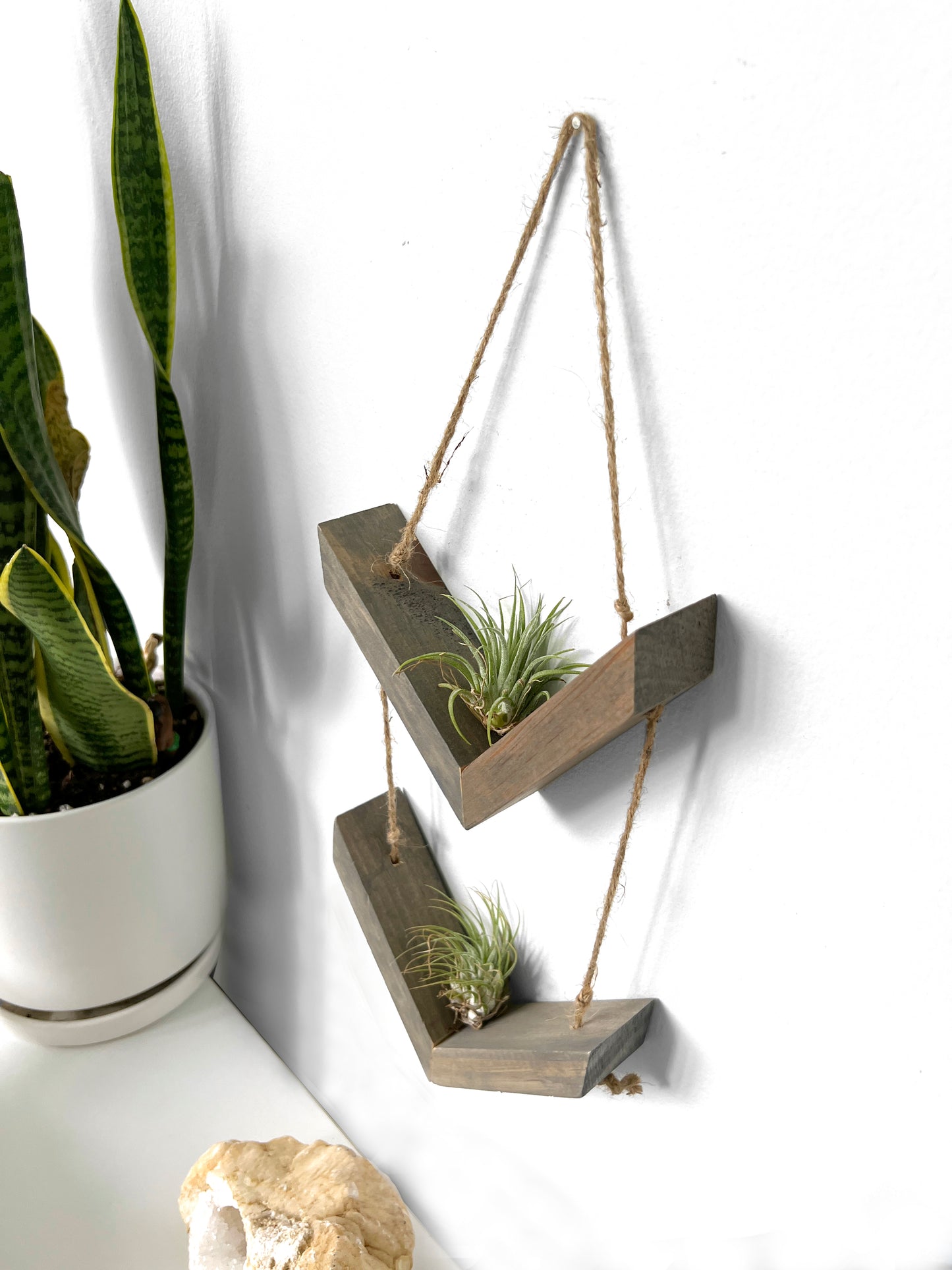 Wood Chevron Air Plant Holder, Wall Hanging Angled Modern Boho Design, Gift Idea, Plant Lovers, Present for Mom, Great way to display plants