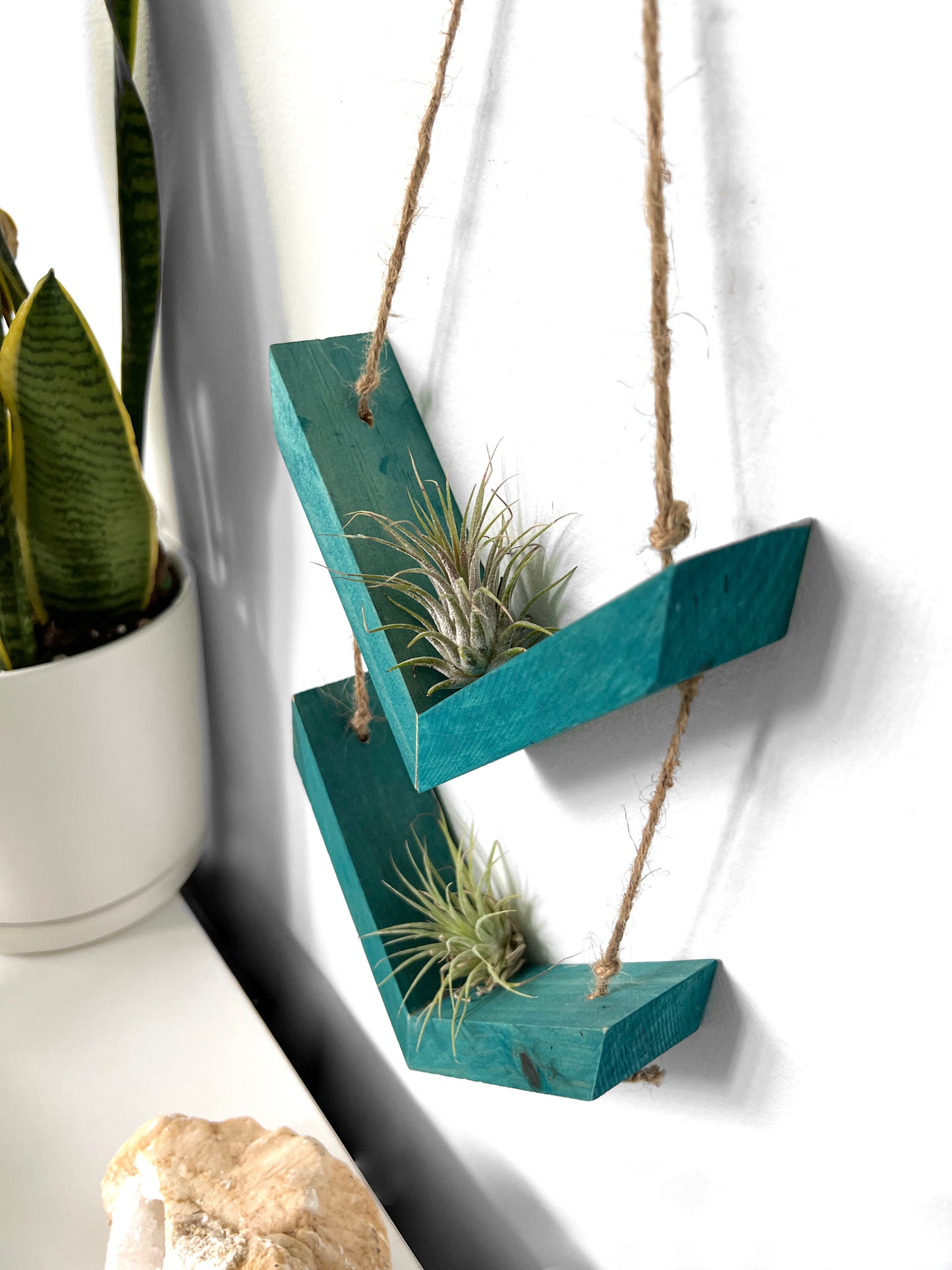 Wood Chevron Air Plant Holder, Wall Hanging Angled Modern Boho Design, Gift Idea, Plant Lovers, Present for Mom, Great way to display plants