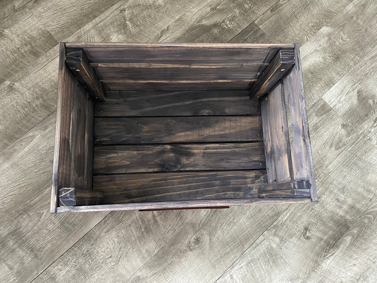 3D Laser Engraved Personalized Dog Toy Bin. Rustic Farmhouse Look crate for pet toy storage, customized with name! Great for organizing.