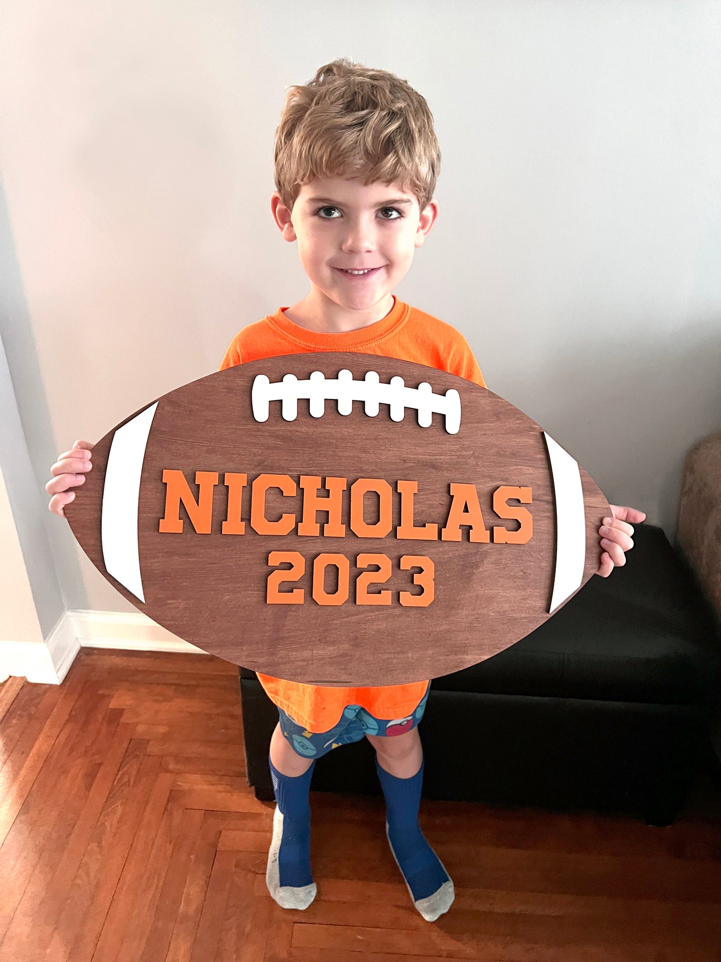 Custom Football Wood 3D Name Sign