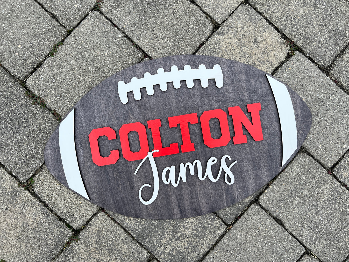 Custom Football Wood 3D Name Sign