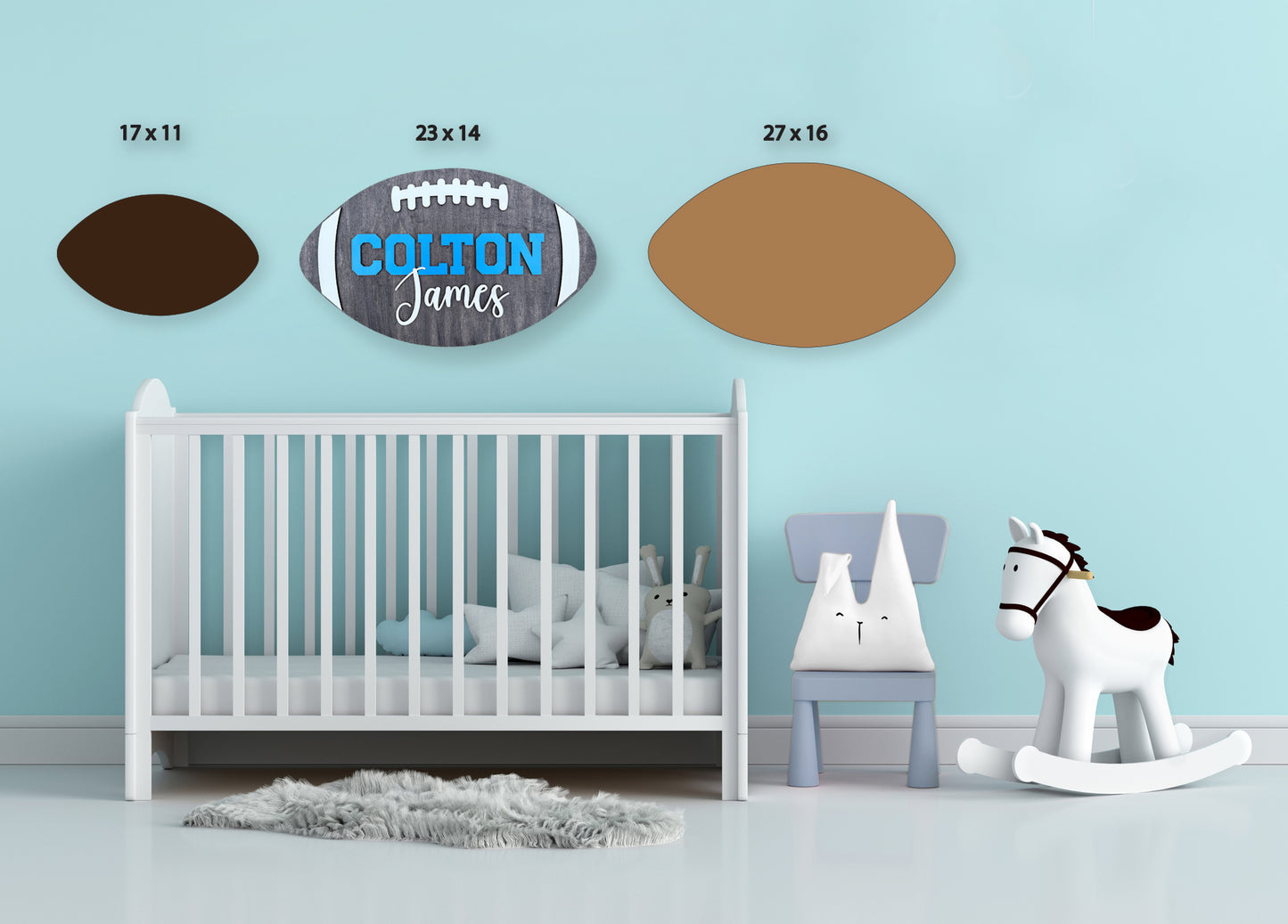 Custom Football Wood 3D Name Sign