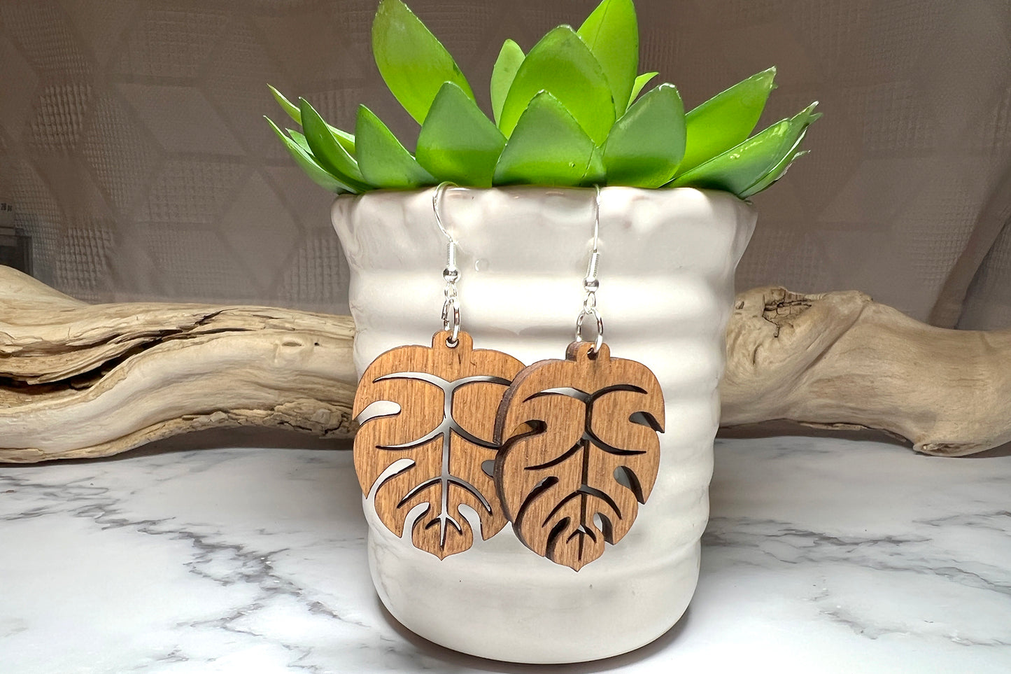 Handmade Monstera Plant Earrings