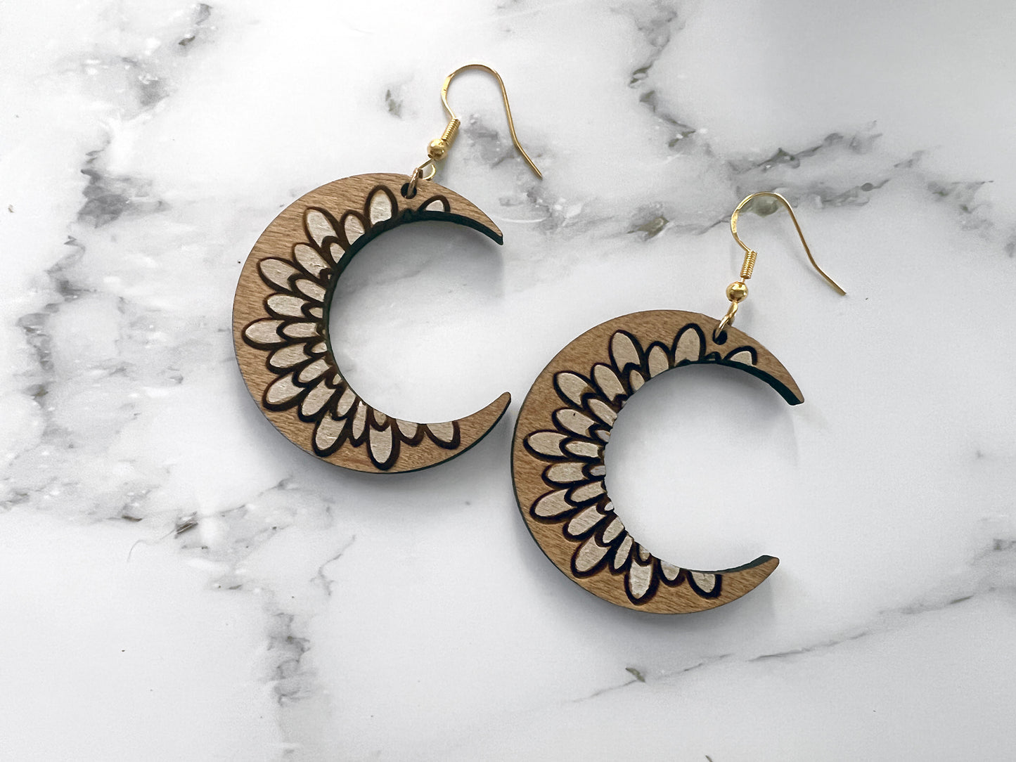 Handmade Moon Flower Earrings