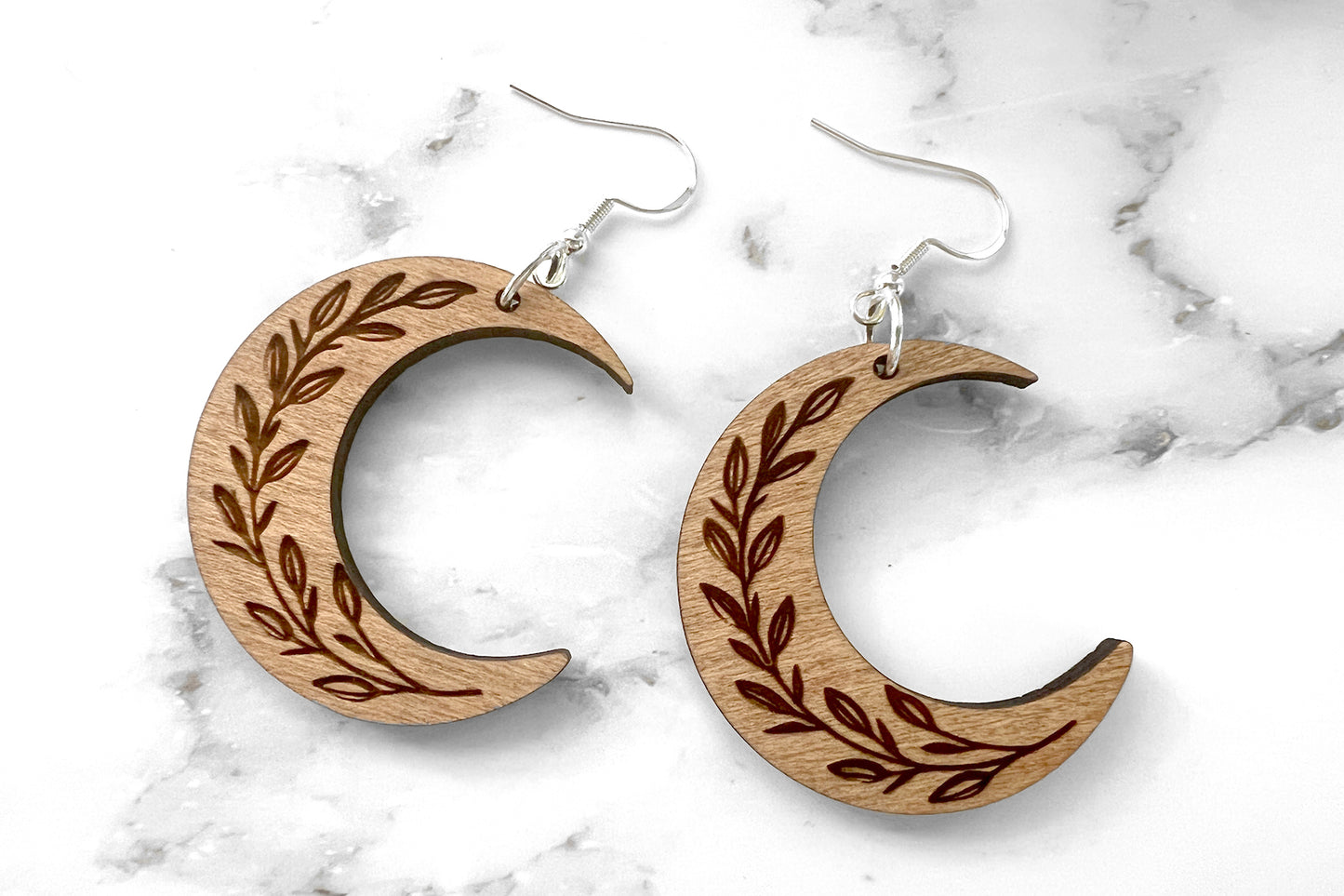 Handmade Moon Vine Wood Earrings