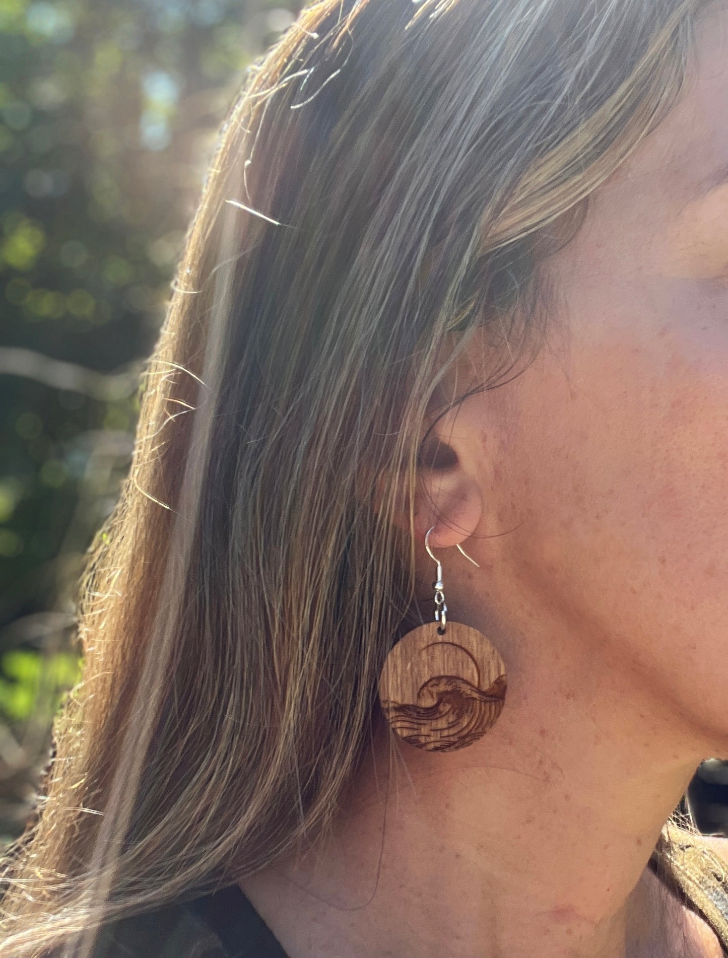 Handmade Ocean Sunset Wood Earrings