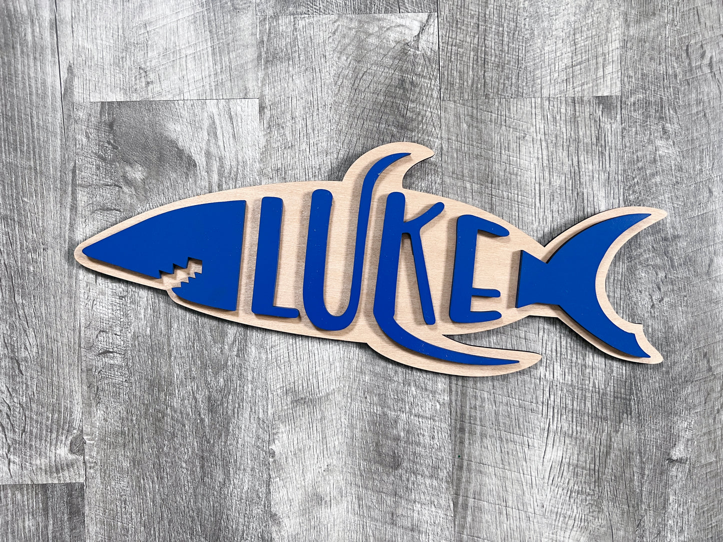 Custom Shark Name Wood 3D Sign, Handmade