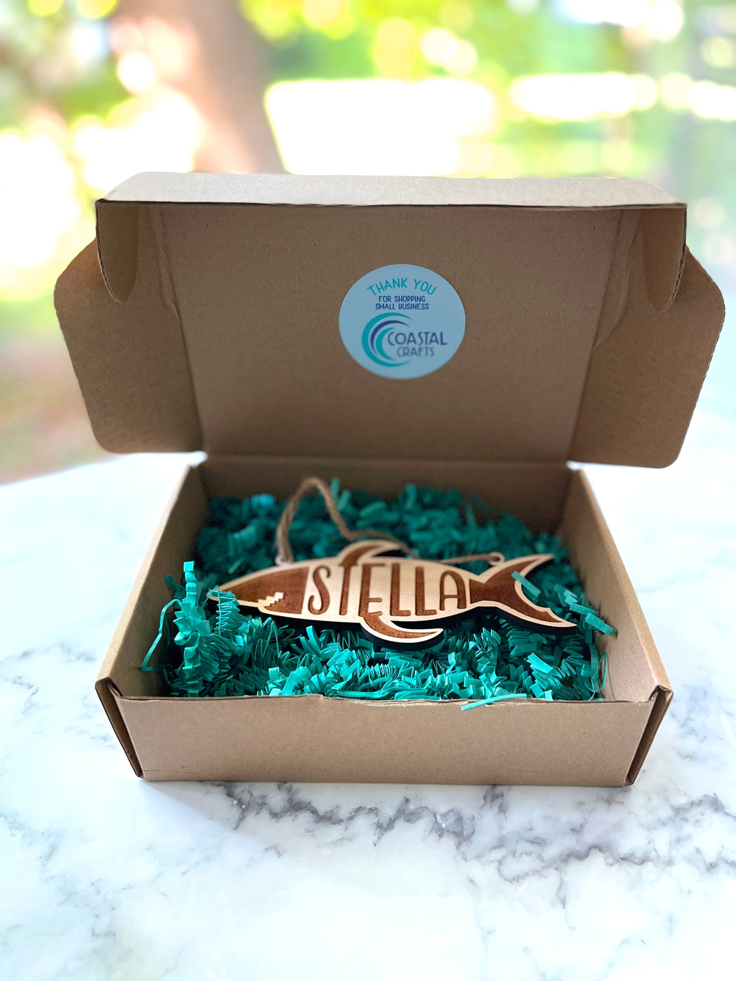 Customized Shark Ornament, Personalized with Childs name, Great holiday gift for kids or for your tree!