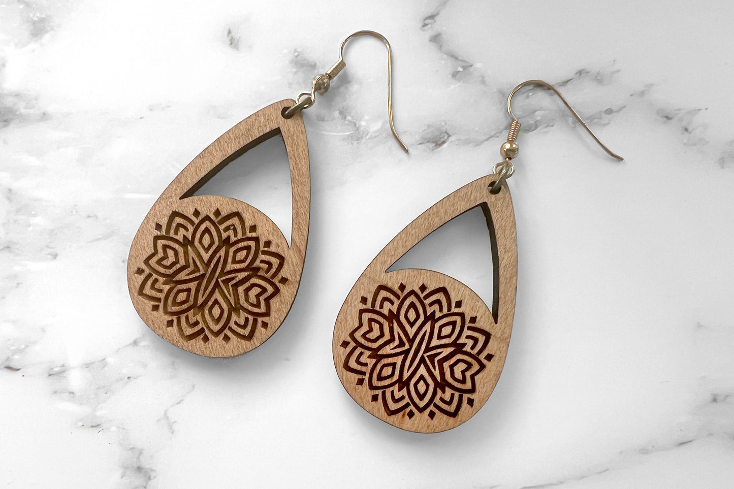 Handmade Teardrop Engraved Earrings