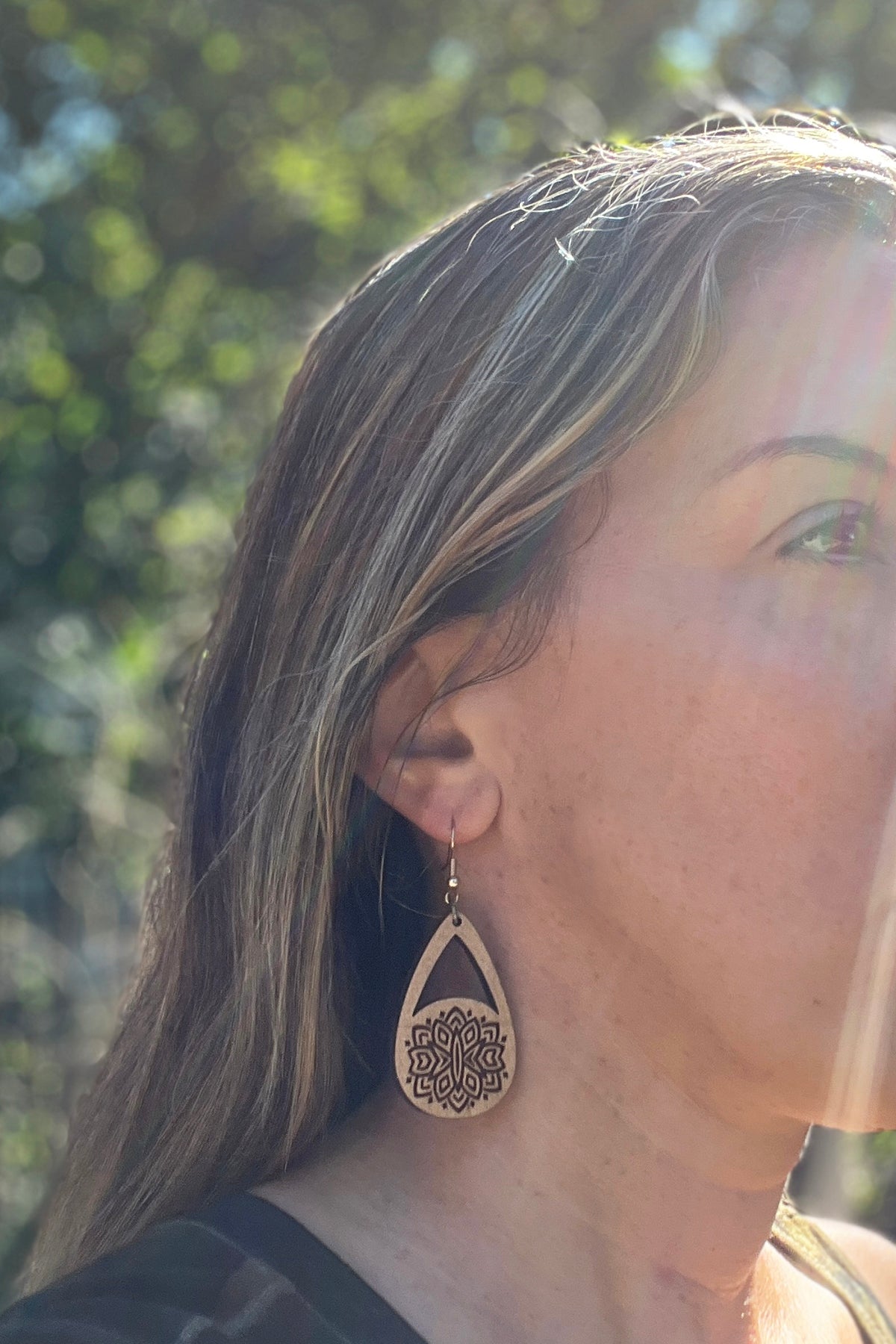 Handmade Teardrop Engraved Earrings