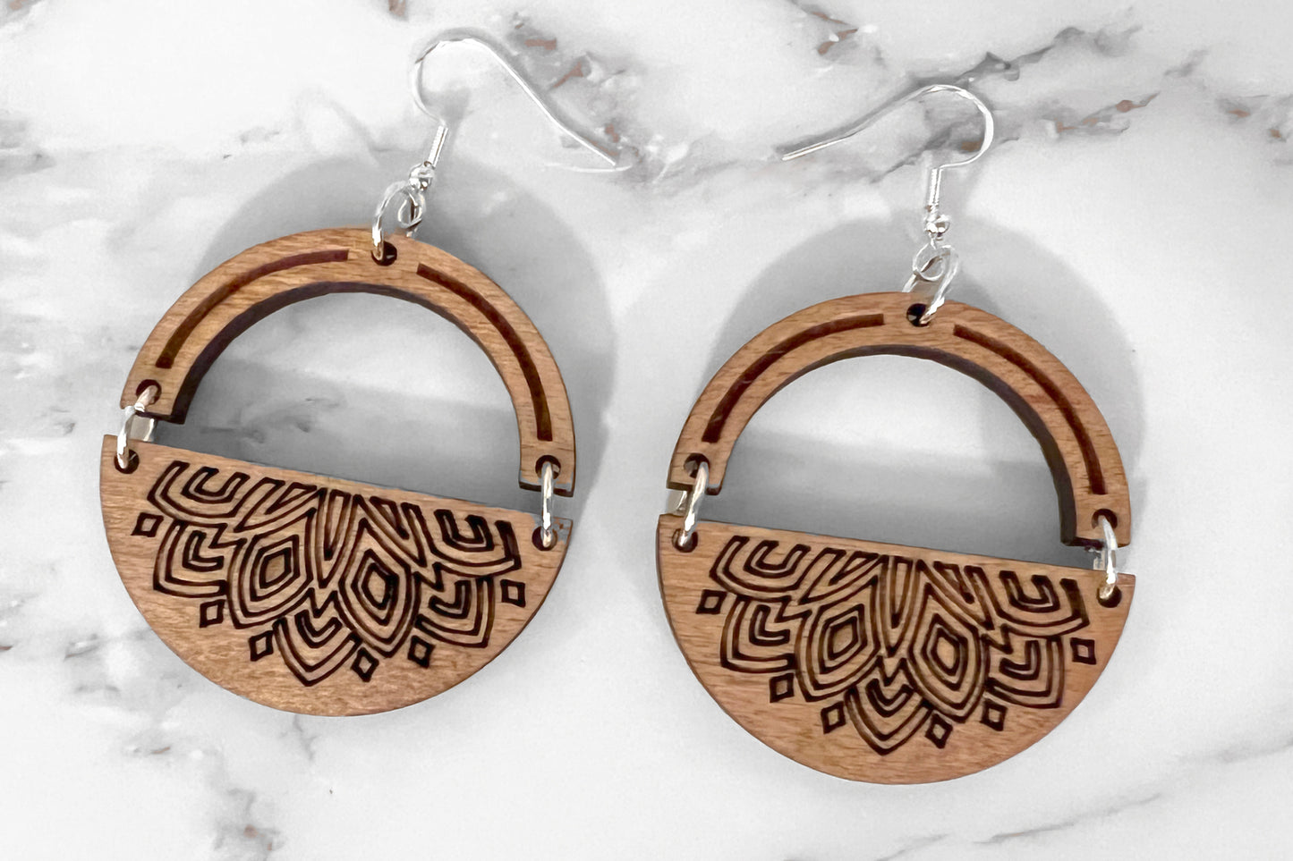 Handmade Half Circle Wood Earrings