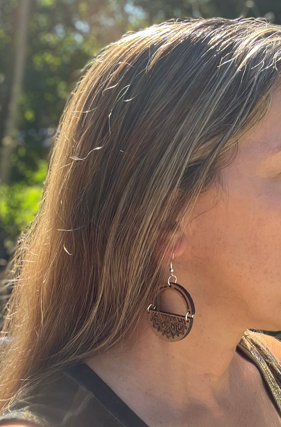 Handmade Half Circle Wood Earrings