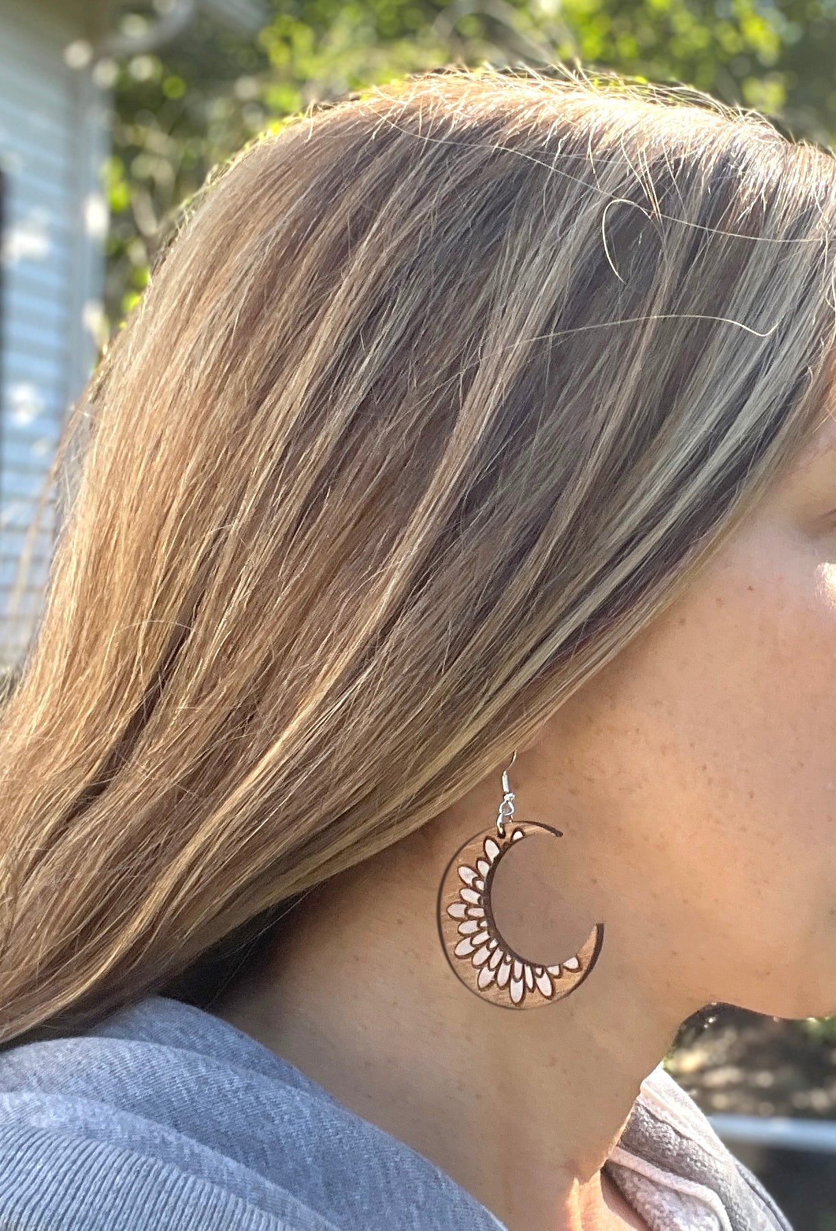 Handmade Moon Flower Earrings