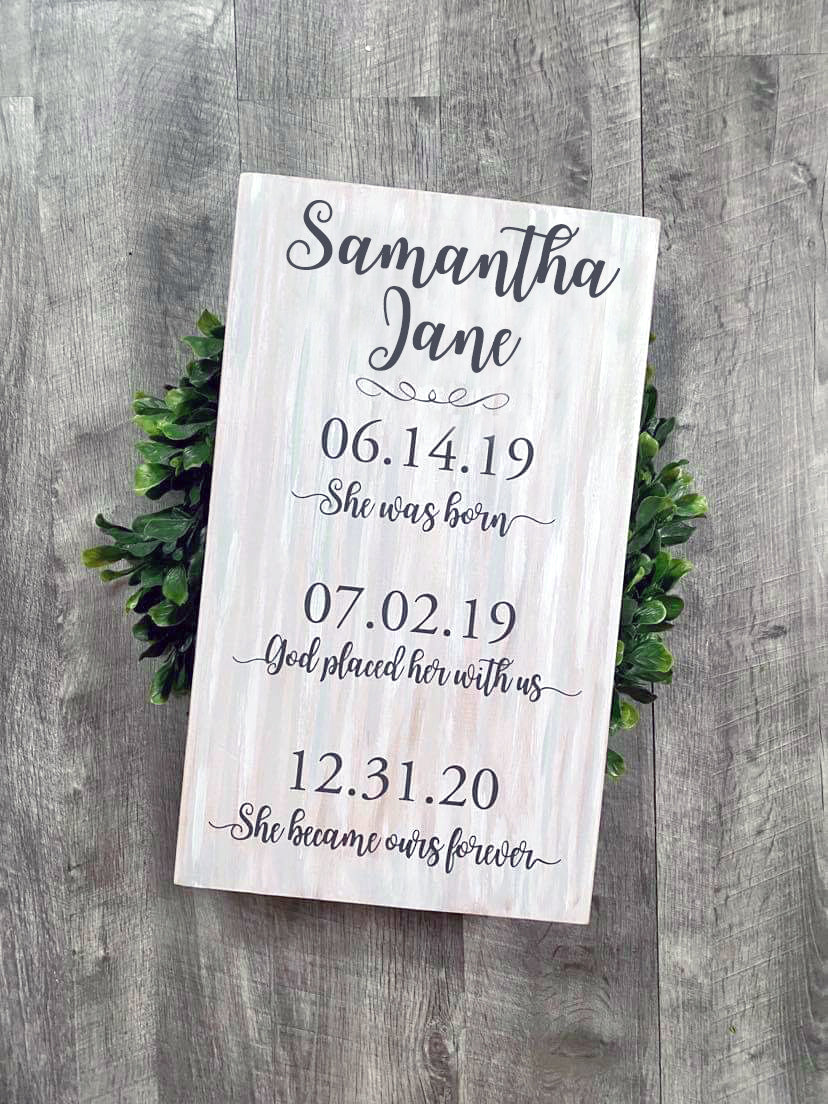 Handmade Adoption Sign (Personalized)