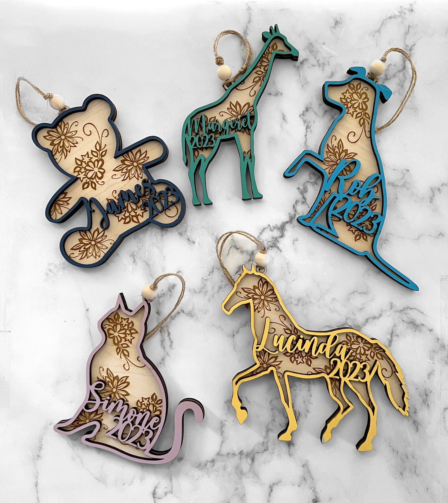 Animal Personalized Wood Ornament