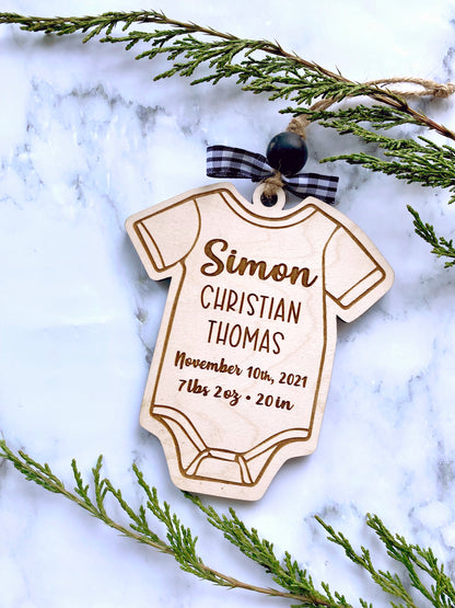Baby Onesie Personalized Wood Ornament