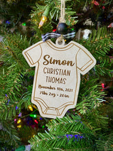 Personalized Baby Onesie Wood Engraved Ornament, Christmas Tree Decor