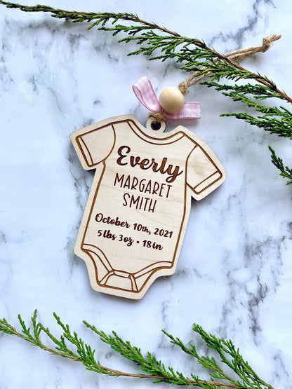 Baby Onesie Personalized Wood Ornament