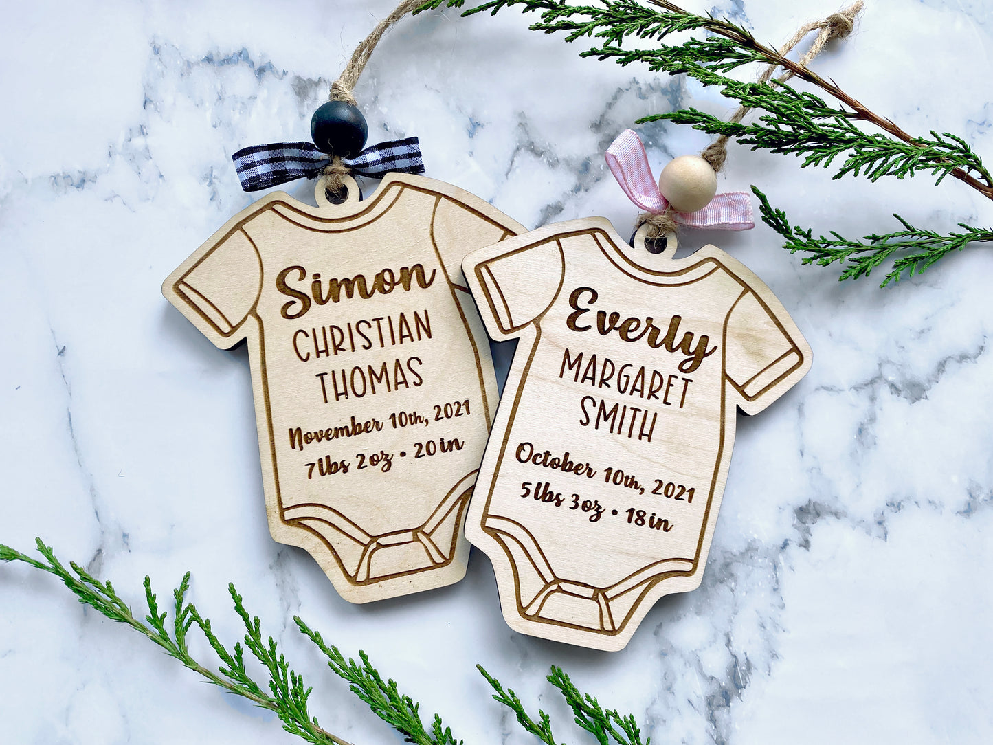 Baby Onesie Personalized Wood Ornament