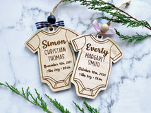 Personalized Baby Onesie Wood Engraved Ornament, Christmas Tree Decor