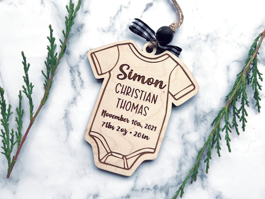 Baby Onesie Personalized Wood Ornament