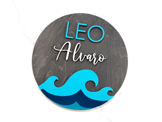 Ocean Beach Wave Wood Sign for Baby Nursery or Kids Room