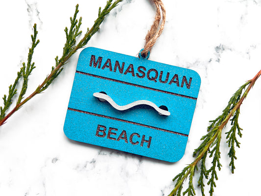 Beach Badge Personalized Wood Ornament