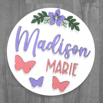 Butterfly Theme Wood Sign for Baby Nursery or Kids Room