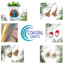 Handmade Wood Holiday Earrings with Surfing Santa, Gnomes, Christmas Trees, Mittens, Snowflakes Handpainted