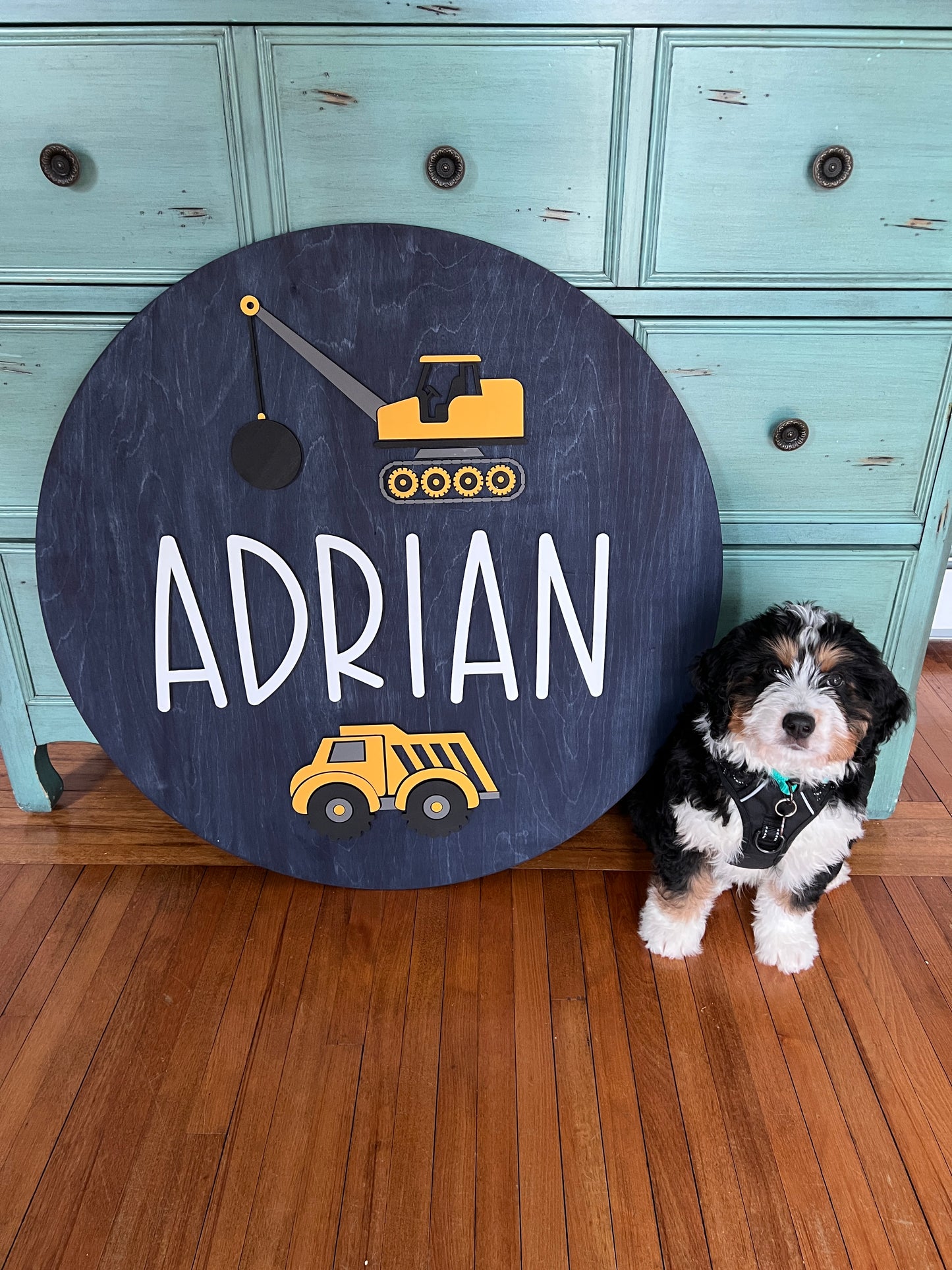 Wrecking Ball Truck Theme Wood Sign for Baby Nursery or Kids Room
