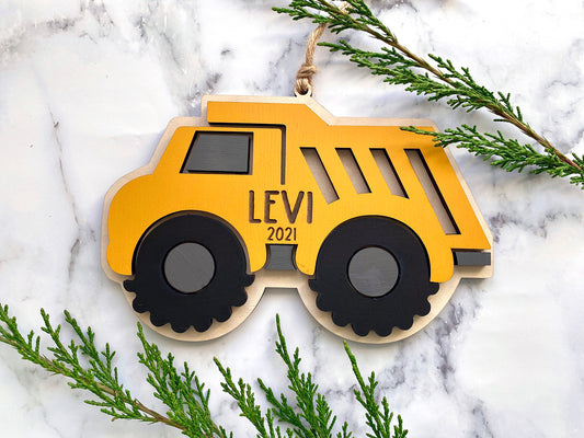Construction Truck Personalized Wood Ornament