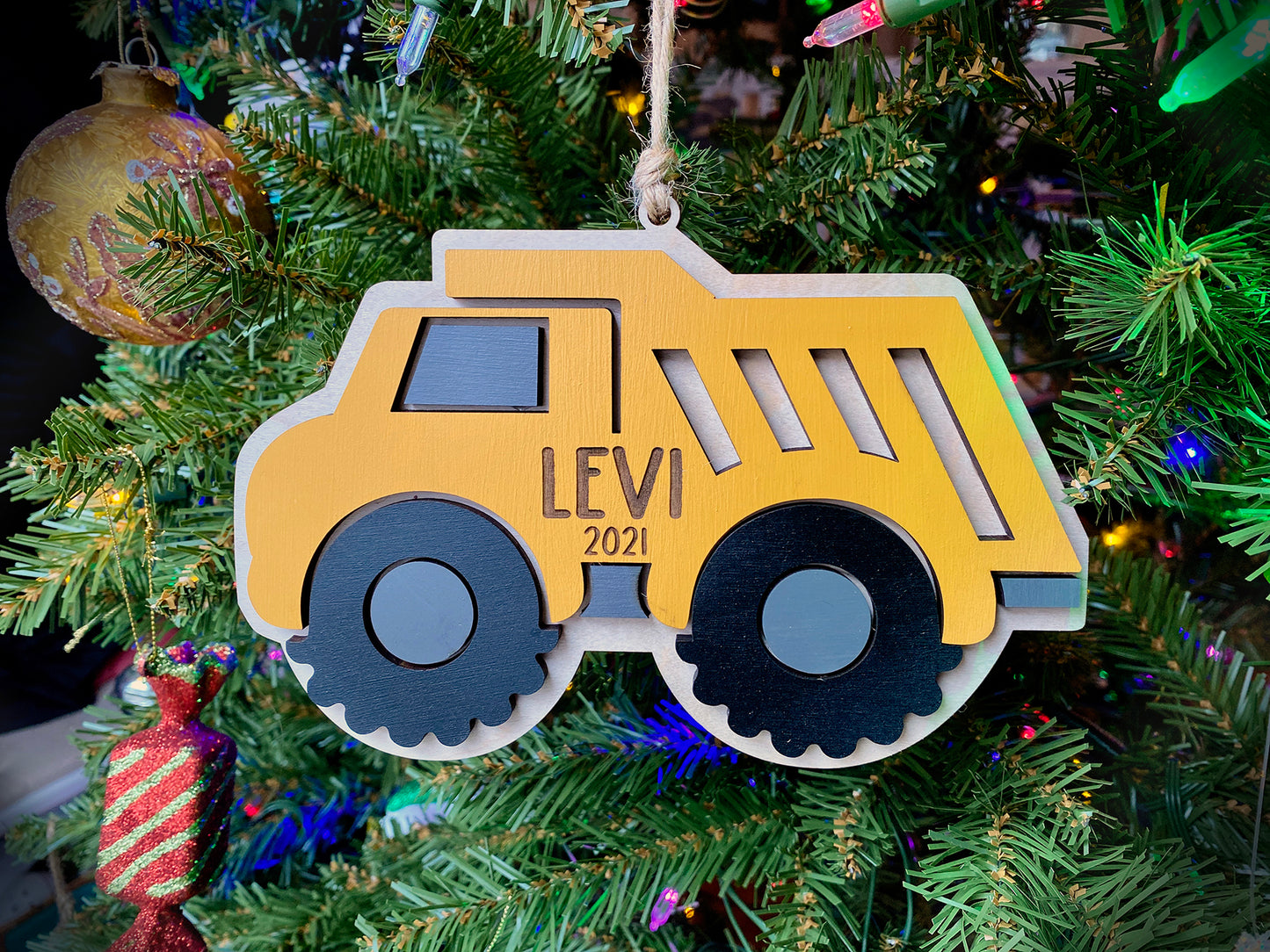 Construction Truck Personalized Wood Ornament