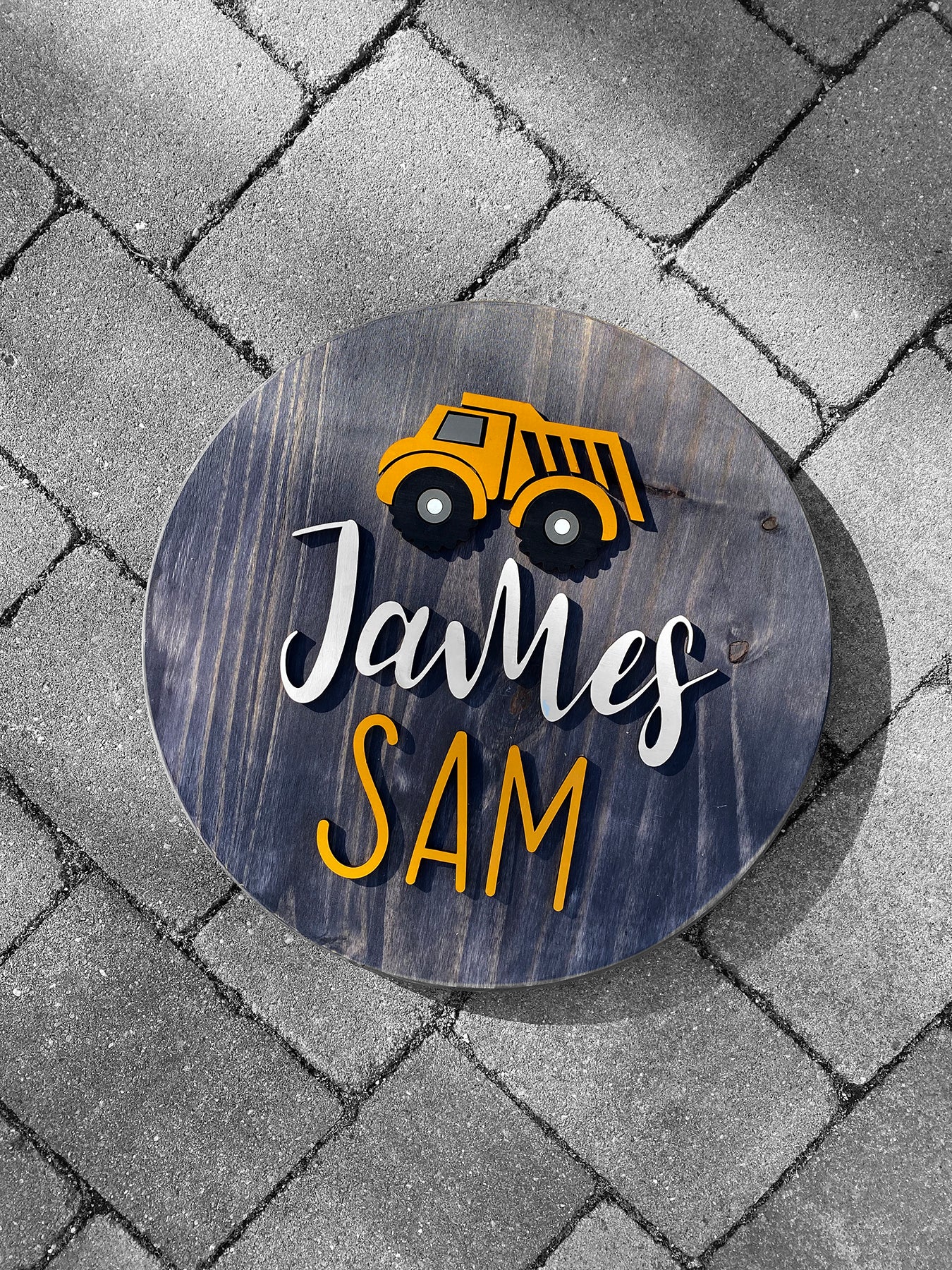 Construction Truck Theme Wood Sign for Baby Nursery or Kids Room
