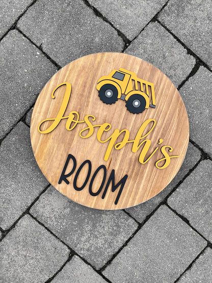 Construction Truck Theme Wood Sign for Baby Nursery or Kids Room
