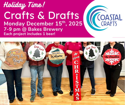 Crafts & Drafts – Mon December 15th 7–9 PM – Bakes Brewery, Belmar NJ