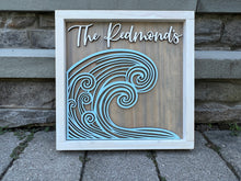 Custom Town 3D Nautical Wave Wood Sign, Personalized with City and State or Last Name for Couples, Beach Gift for New Home, Wedding Gift