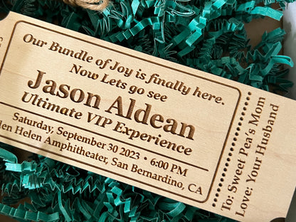Personalized Wood Ticket to memorialize concert, play or event
