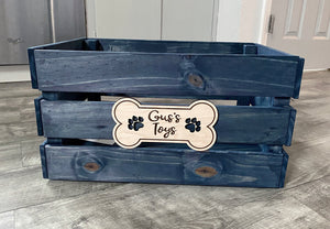 Personalized Dog Toy Bin. Rustic Farmhouse Look crate for pet toy storage, customized with name! Great for organizing.