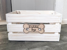 Personalized Dog Toy Bin. Rustic Farmhouse Look crate for pet toy storage, customized with name! Great for organizing.