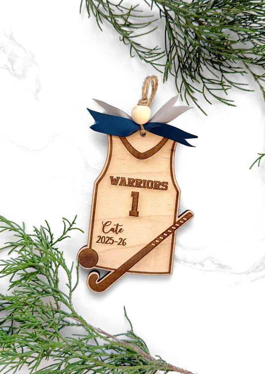 Field Hockey Sport Personalized Wood Ornament