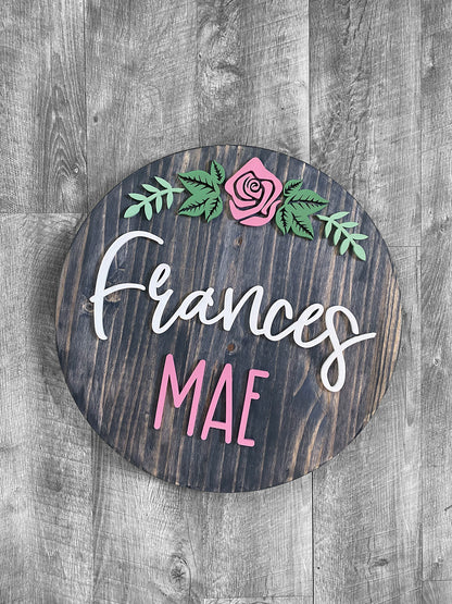 Flower Theme Wood Sign for Baby Nursery or Kids Room