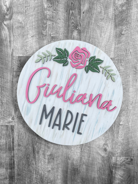 Flower Theme Wood Sign for Baby Nursery or Kids Room