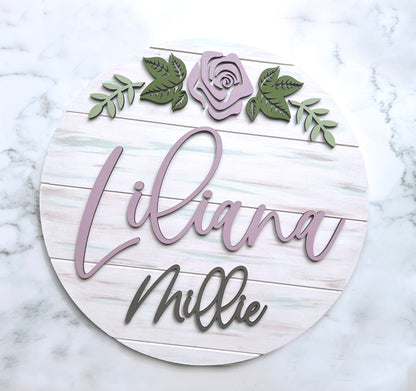 Flower Theme Wood Sign for Baby Nursery or Kids Room