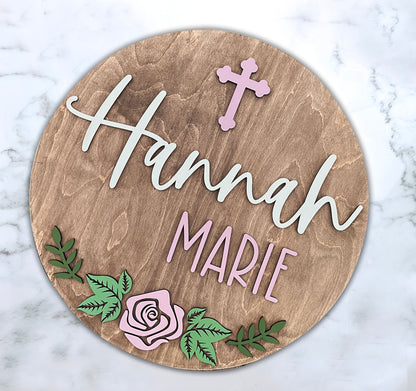 Flower Theme Wood Sign for Baby Nursery or Kids Room