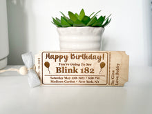 Custom Laser Engraved Wood Ticket, Personalized Gift for Concert, Play, Special Occasion Ornament